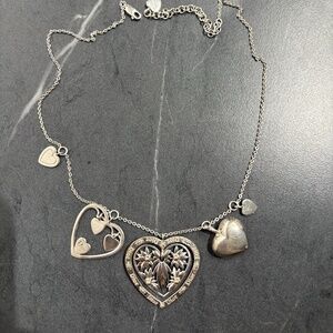 Dior 925 sterling silver Floral puffed Heart Necklace